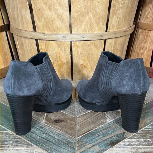 Paul Green Gray Suede Platform Chunky Heel Slip-On Ankle Booties Womens 8 UK 5.5 - Picture 8 of 12